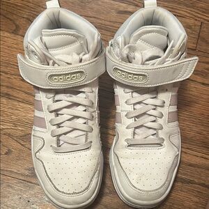 Adidas Women's White and Light Pink Sneakers